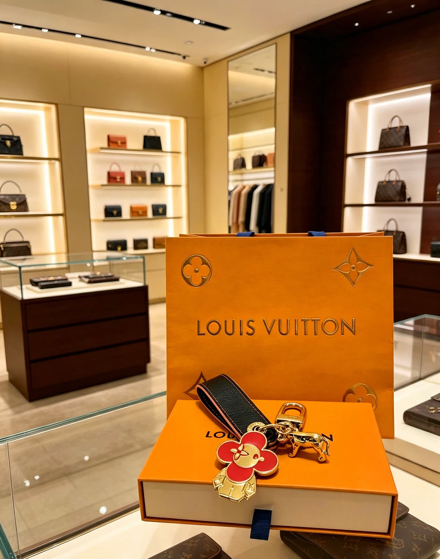 Louis Vuitton Keychain with Flower Charm Louis Vuitton Keychain with Flower Charm